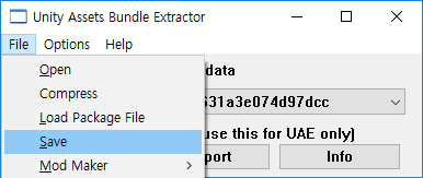 Click 'File-Save' in menu bar of first UABE window
