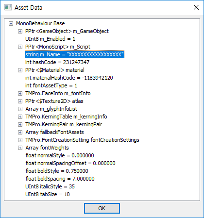 Edited Name is applied from 'LiberationSans SDF' to 'XXXXXXXXXXXXXXXXXX'